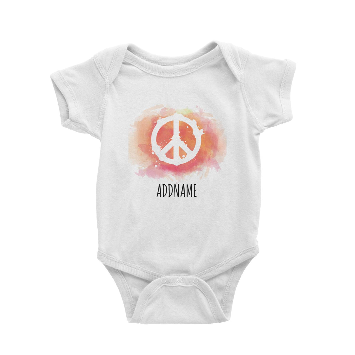 Watercolour Peace White White Baby Romper