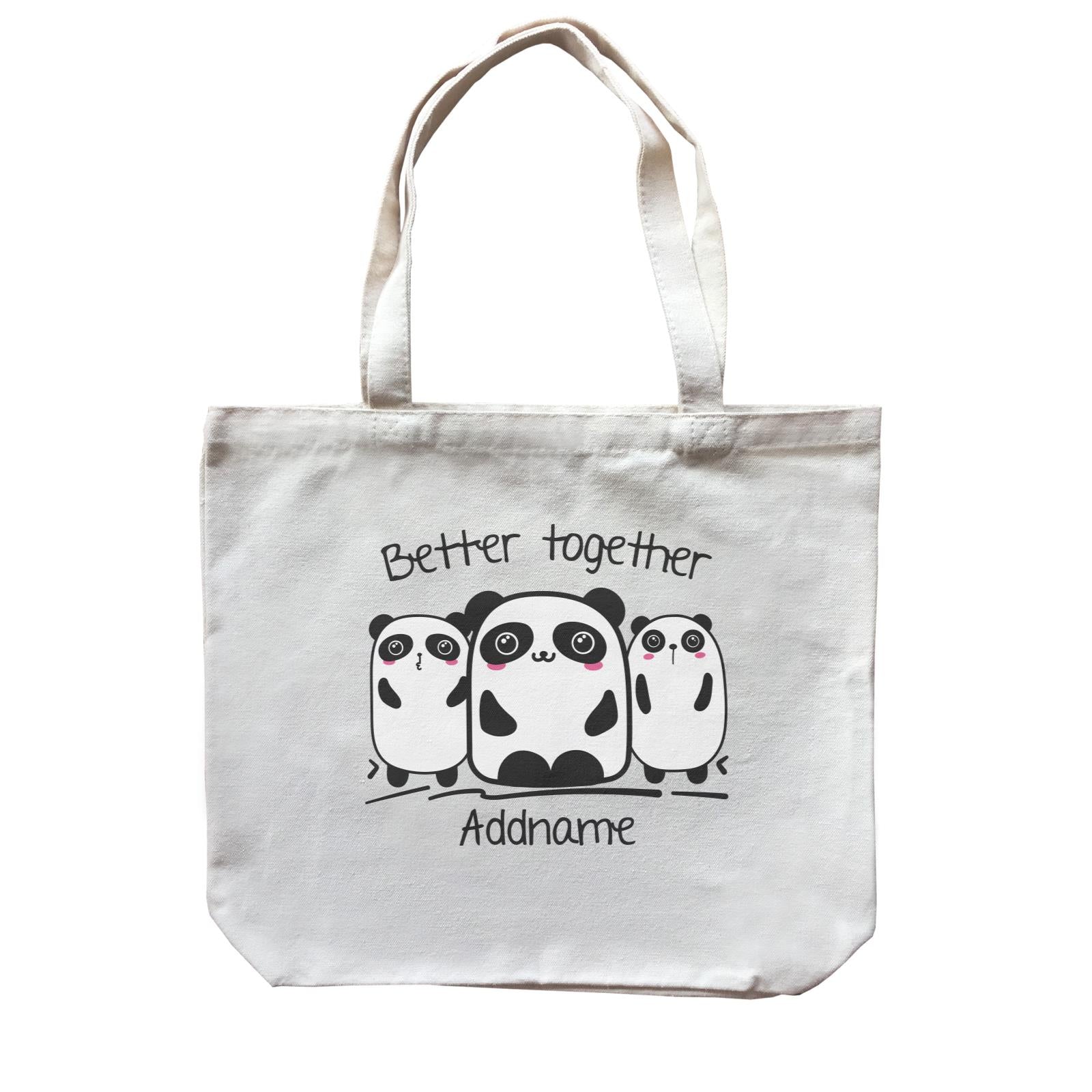 Cute Animals And Friends Series Panda Better Together Group Addname Canvas Bag