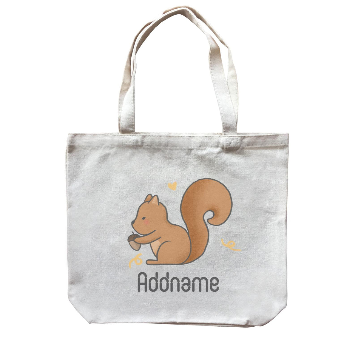 Cute Hand Drawn Style Squirrel Addname Canvas Bag