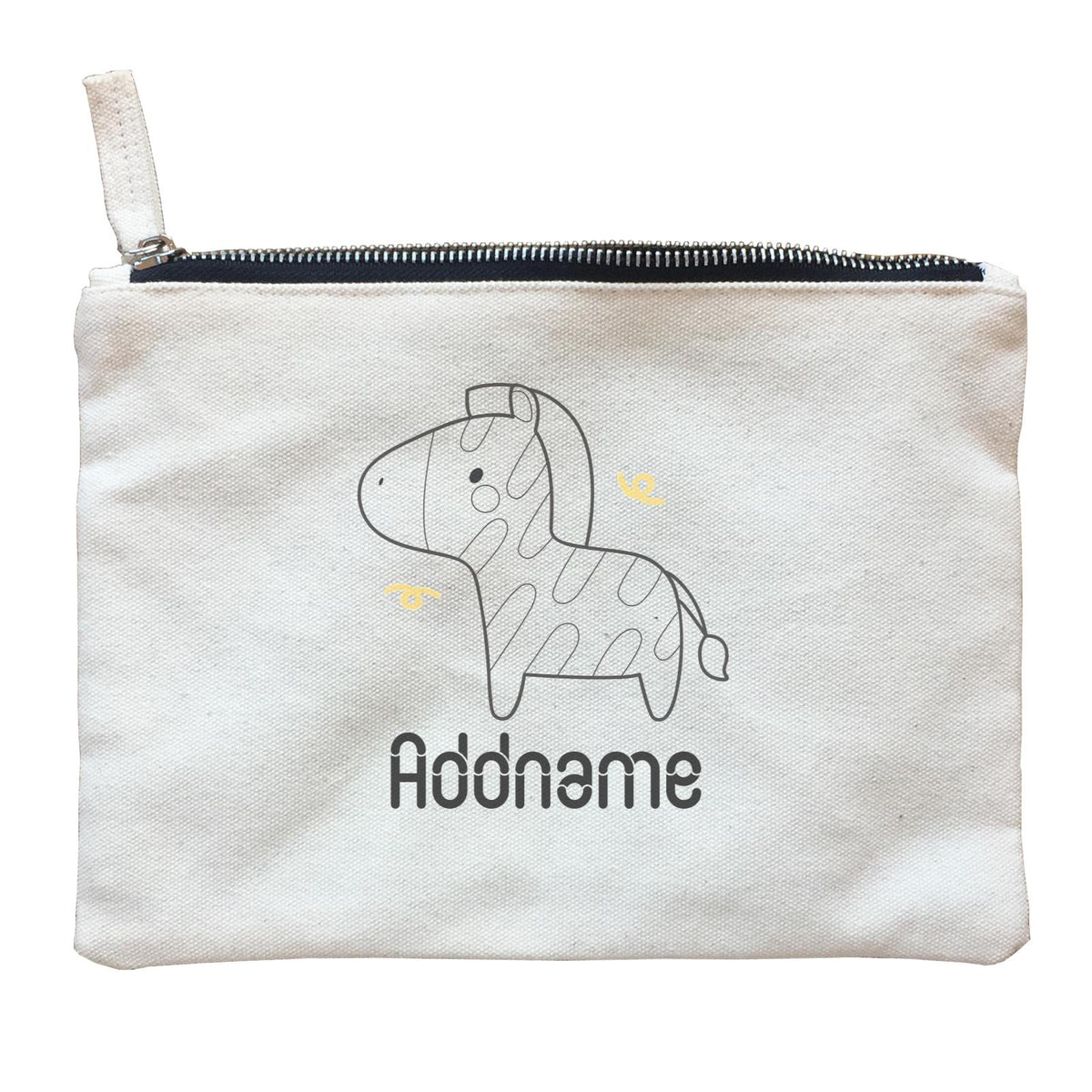 Coloring Outline Cute Hand Drawn Animals Safari Zebra Addname Zipper Pouch