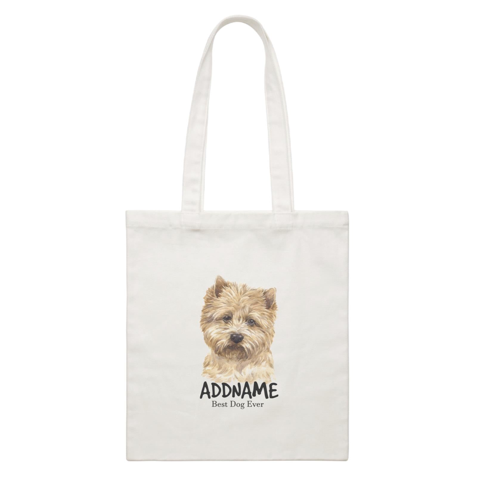 Watercolor Dog Cairn Terrier Best Dog Ever Addname White Canvas Bag