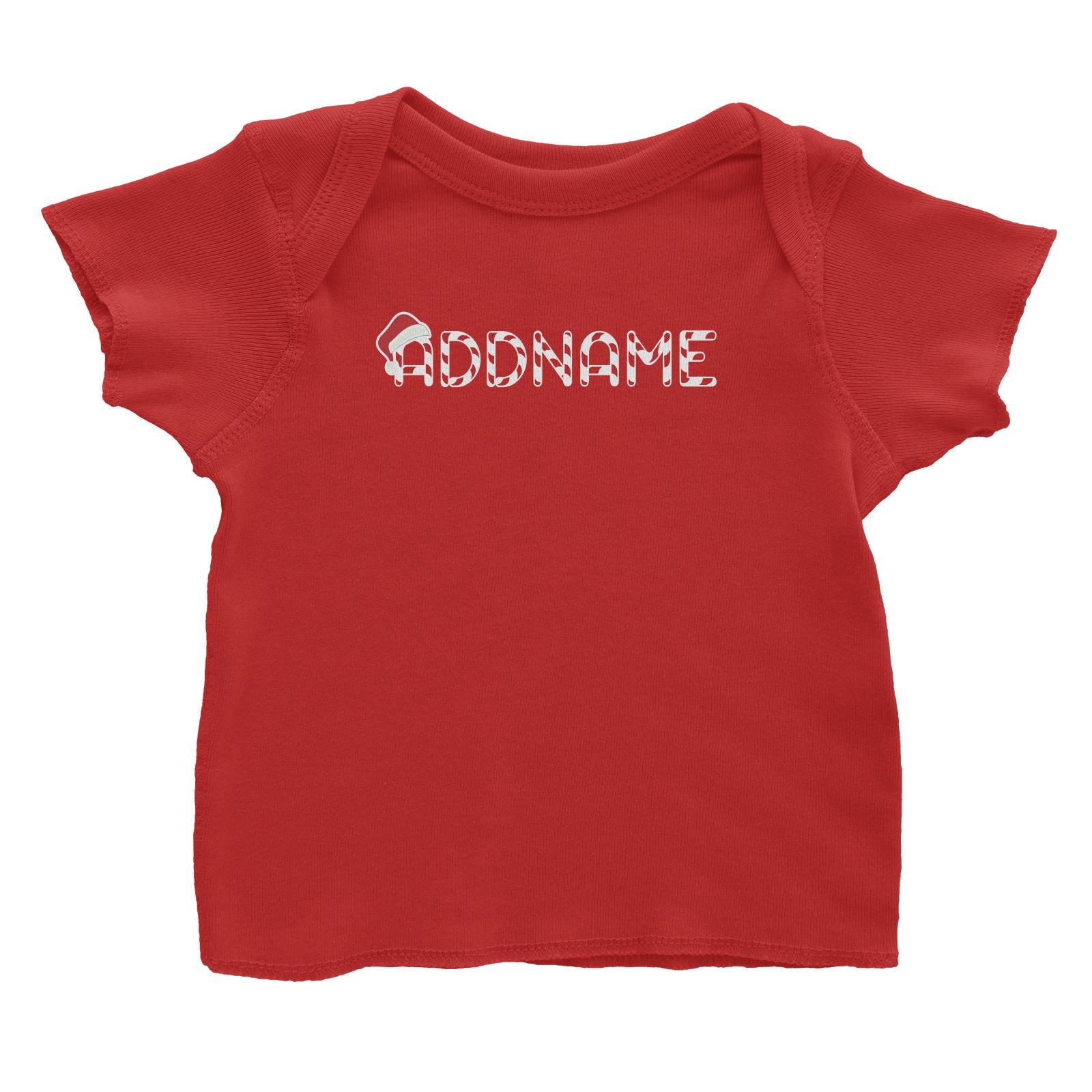 Candy Cane Alphabet Addname with Santa Hat Baby T-Shirt Christmas Matching Family Personalizable Designs Lettering