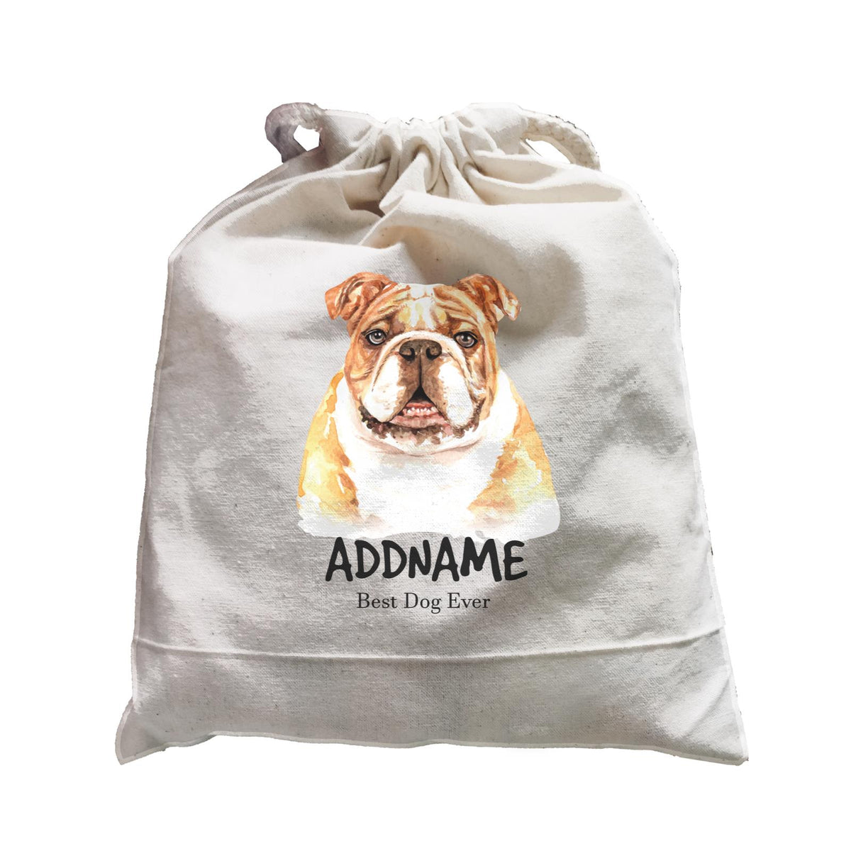 Watercolor Dog English Bulldog Best Dog Ever Addname Satchel