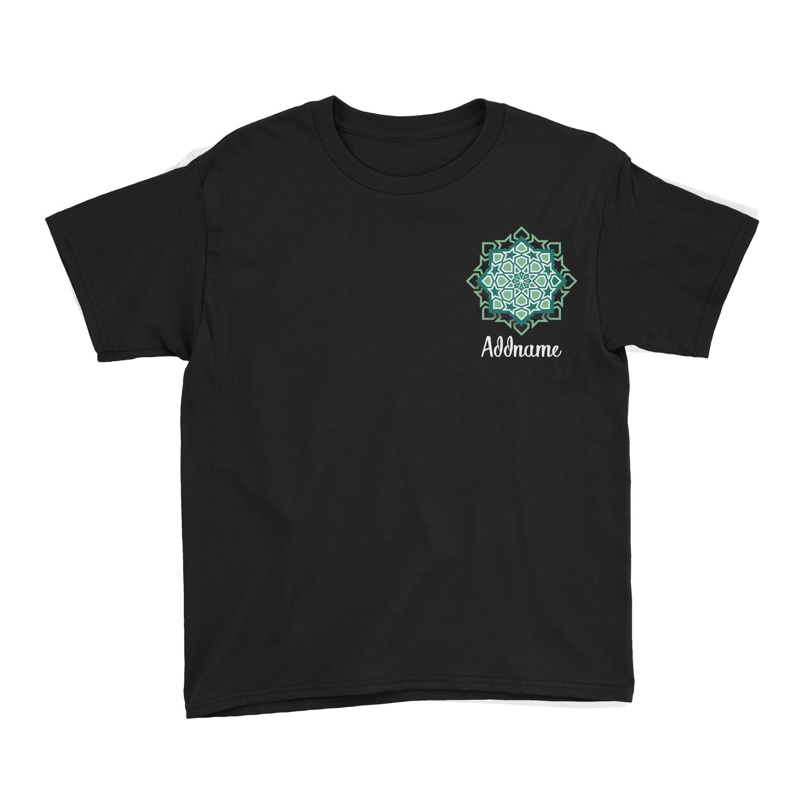 Raya Symbol Green Islamic Geometric Pocket Addname Kid's T-Shirts
