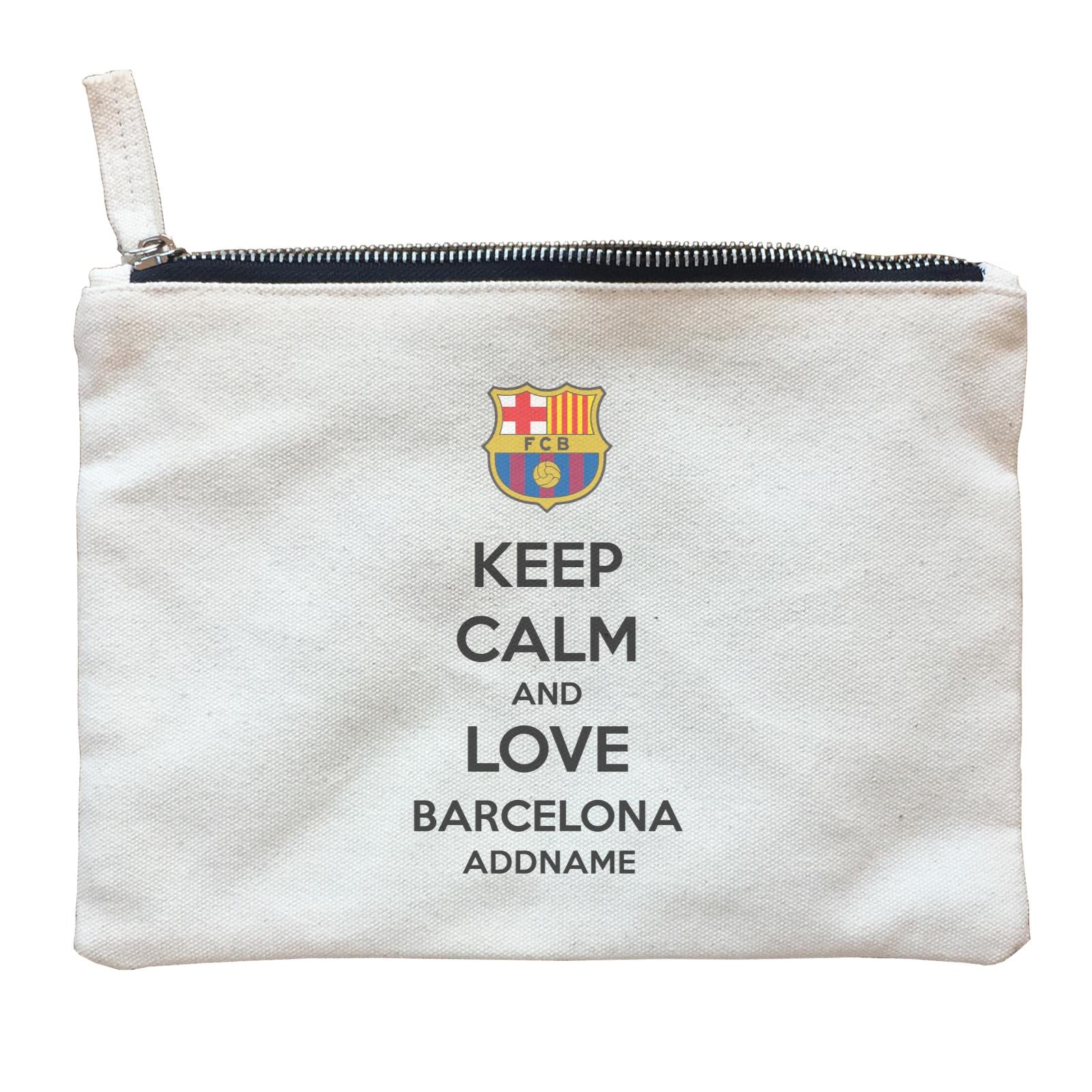 Barcelona Football Keep Calm And Love Series Addname Zipper Pouch
