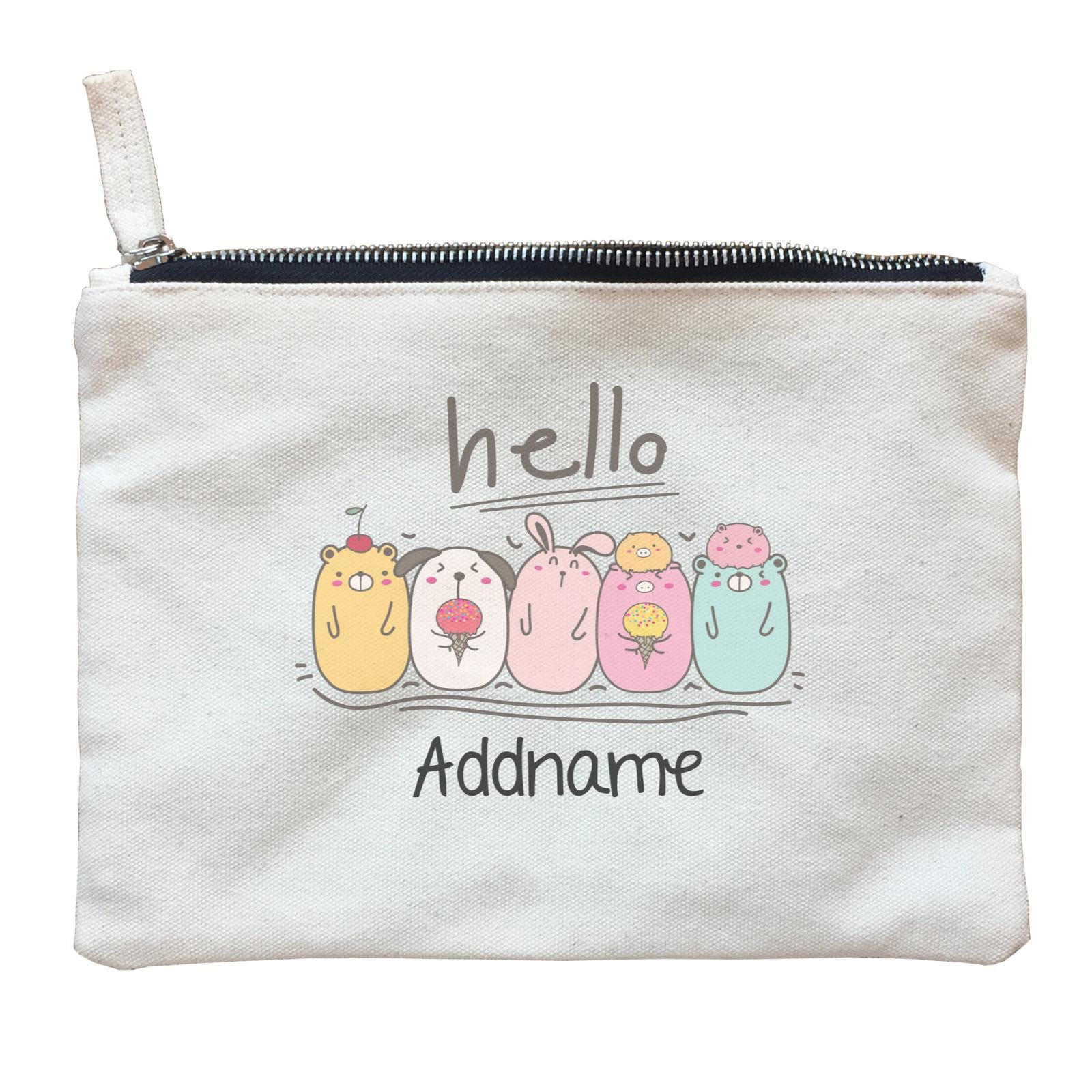 Cute Animals And Friends Series Cute Animals Ice Cream Group Addname Zipper Pouch