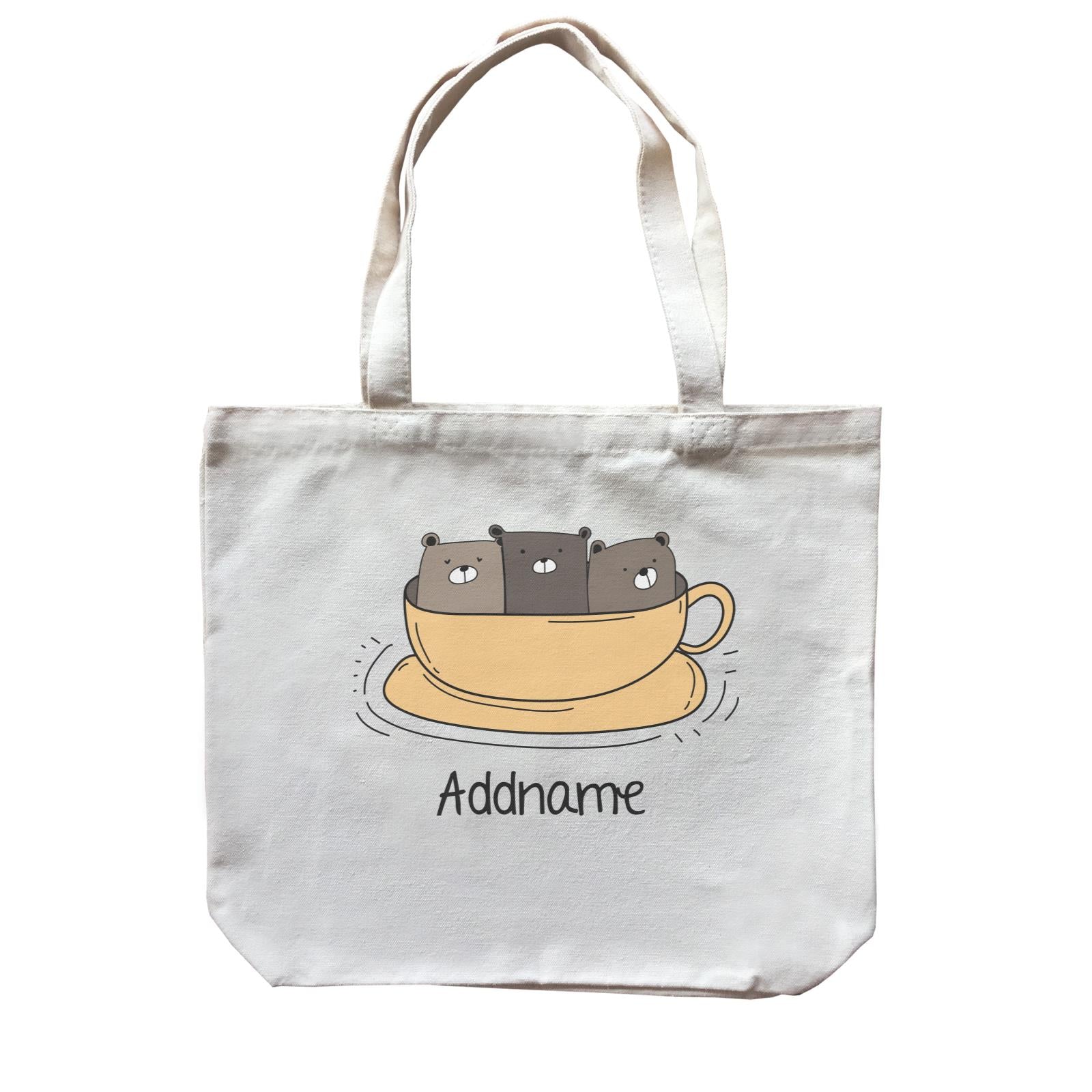 Cute Animals And Friends Series Hello Bear Coffee Cup Group Addname Canvas Bag