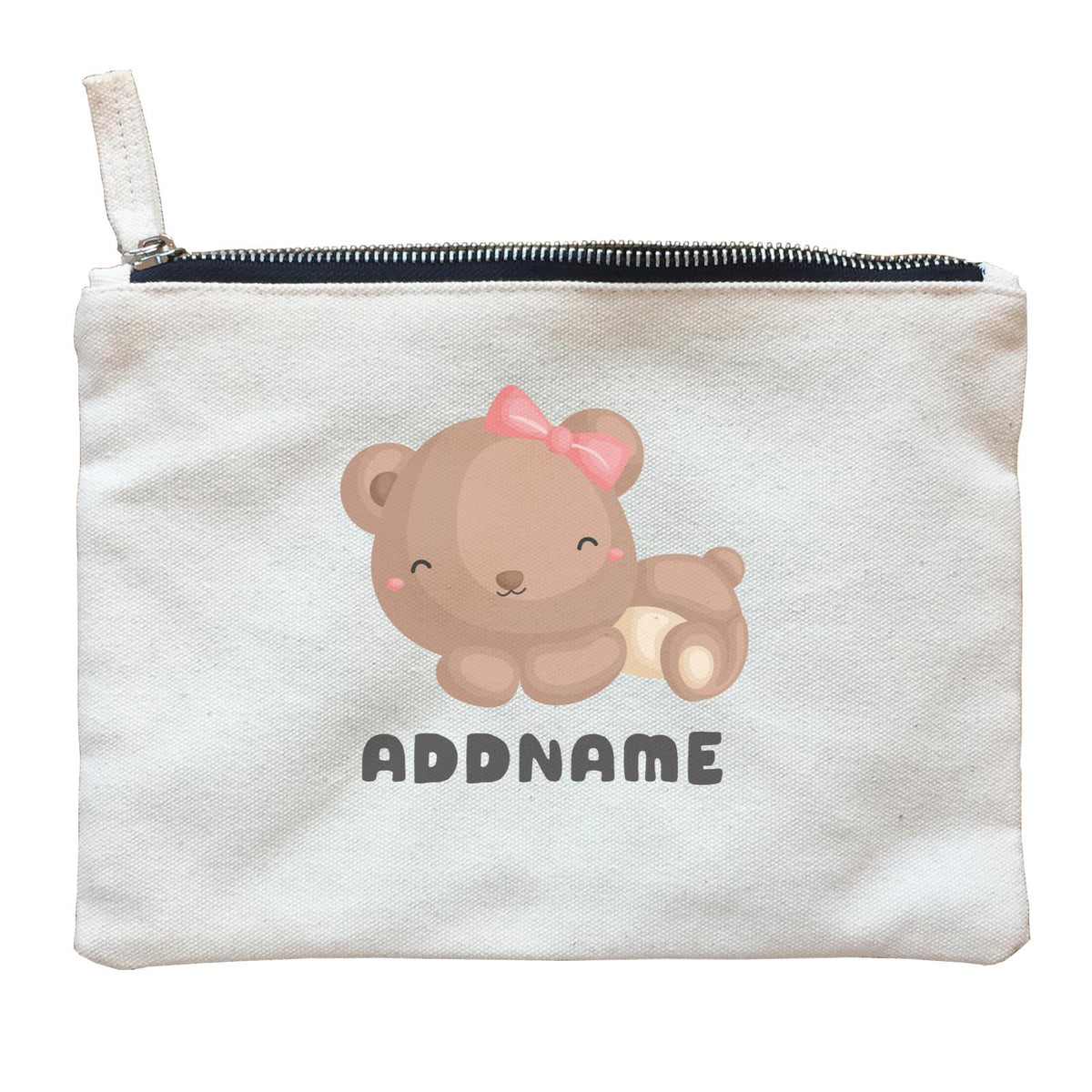 Birthday Friendly Animals Happy Sleeping Bear Addname Zipper Pouch
