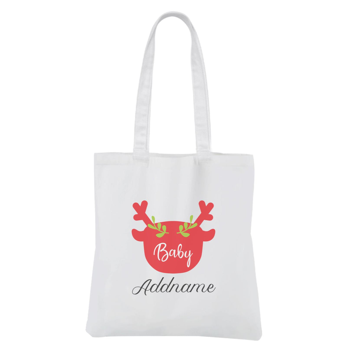 Christmas Series Baby Silhouette Reindeer White Canvas Bag