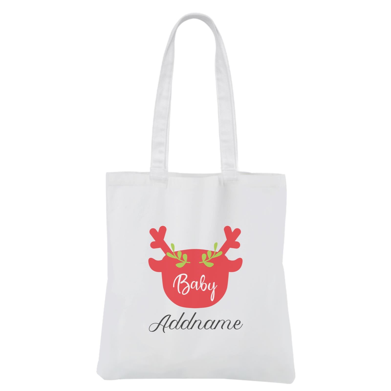 Christmas Series Baby Silhouette Reindeer White Canvas Bag
