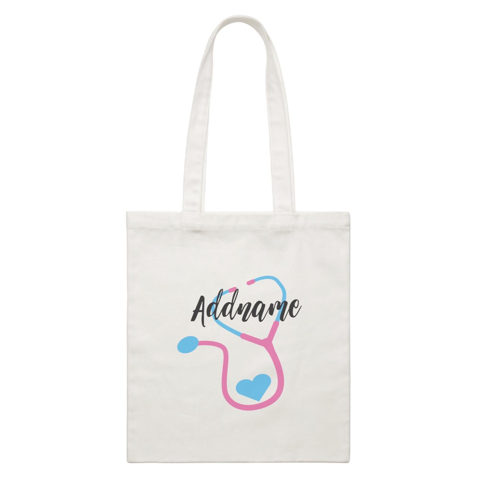 Nurse Quotes Cute Stethoscope Vector Addname White Canvas Bag