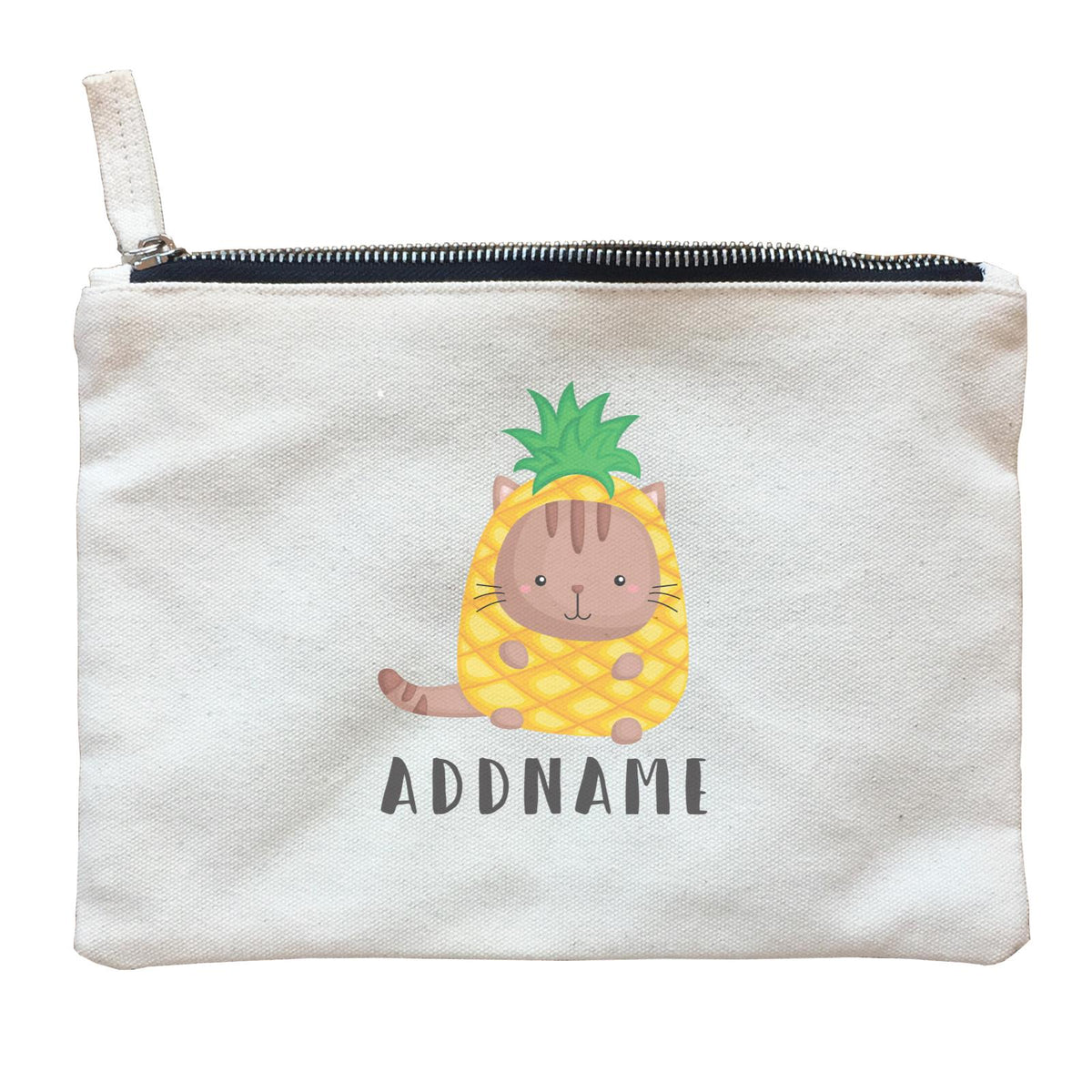 Birthday Hawaii Cute Cat Wearing Pineapple Suit Addname Zipper Pouch