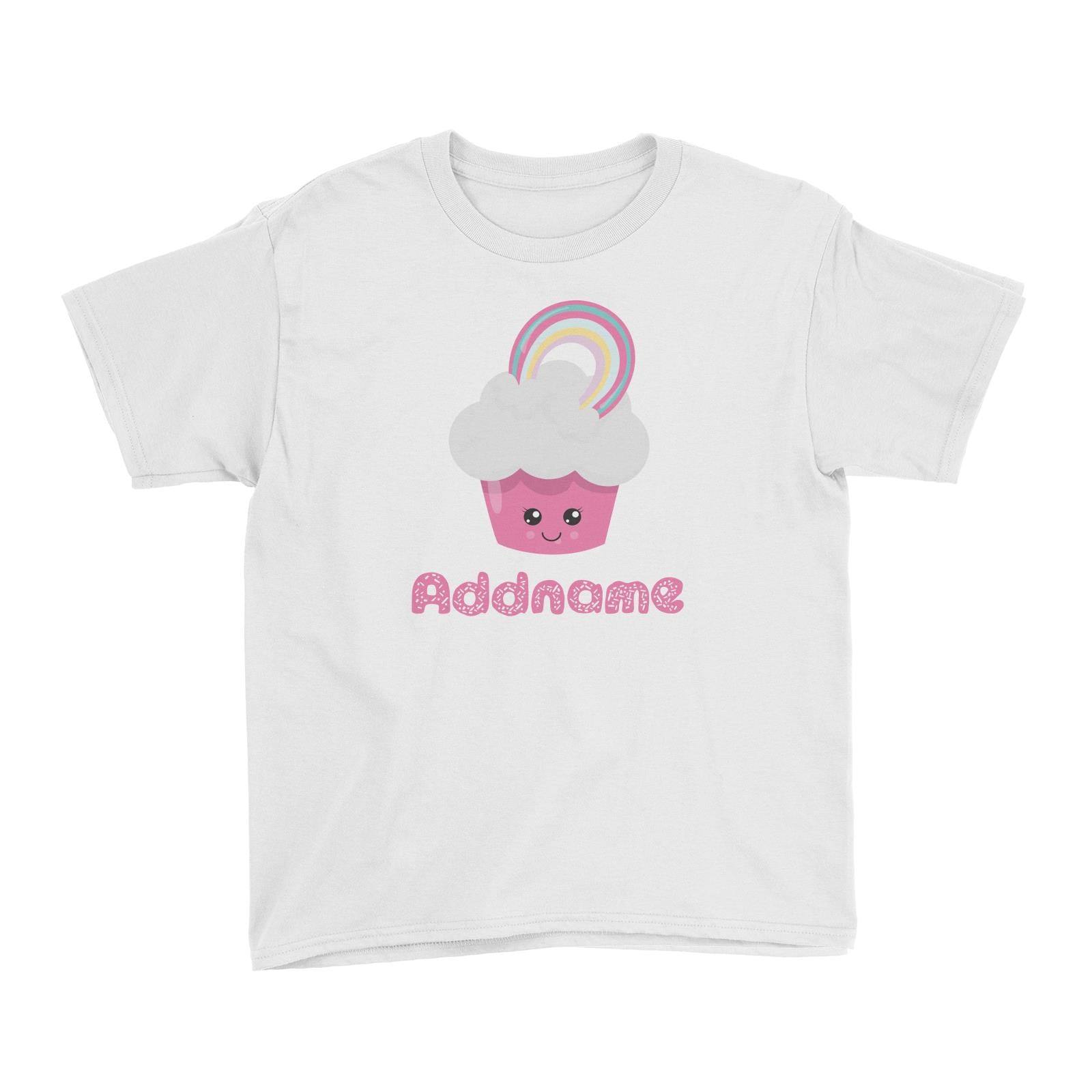 Magical Sweets Pink Cupcake with Rainbow Addname Kid's T-Shirt
