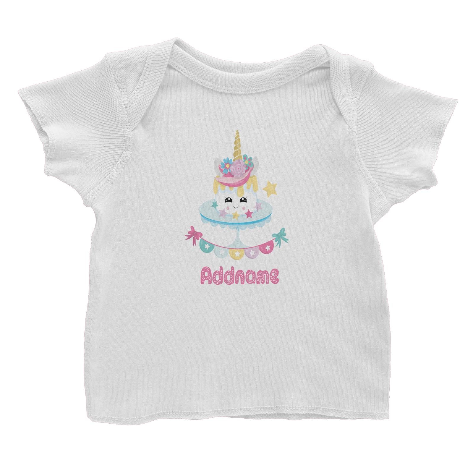 Magical Sweets Birthday Unicorn Cake with Banner Addname Baby T-Shirt
