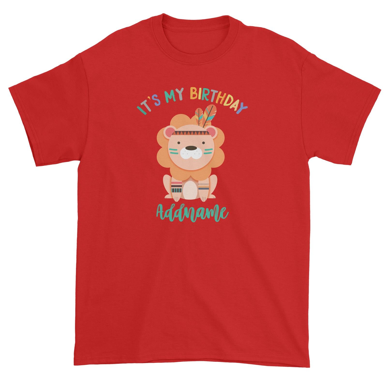 Animal Tribal Birthday Theme Lion Addname Unisex T-Shirt