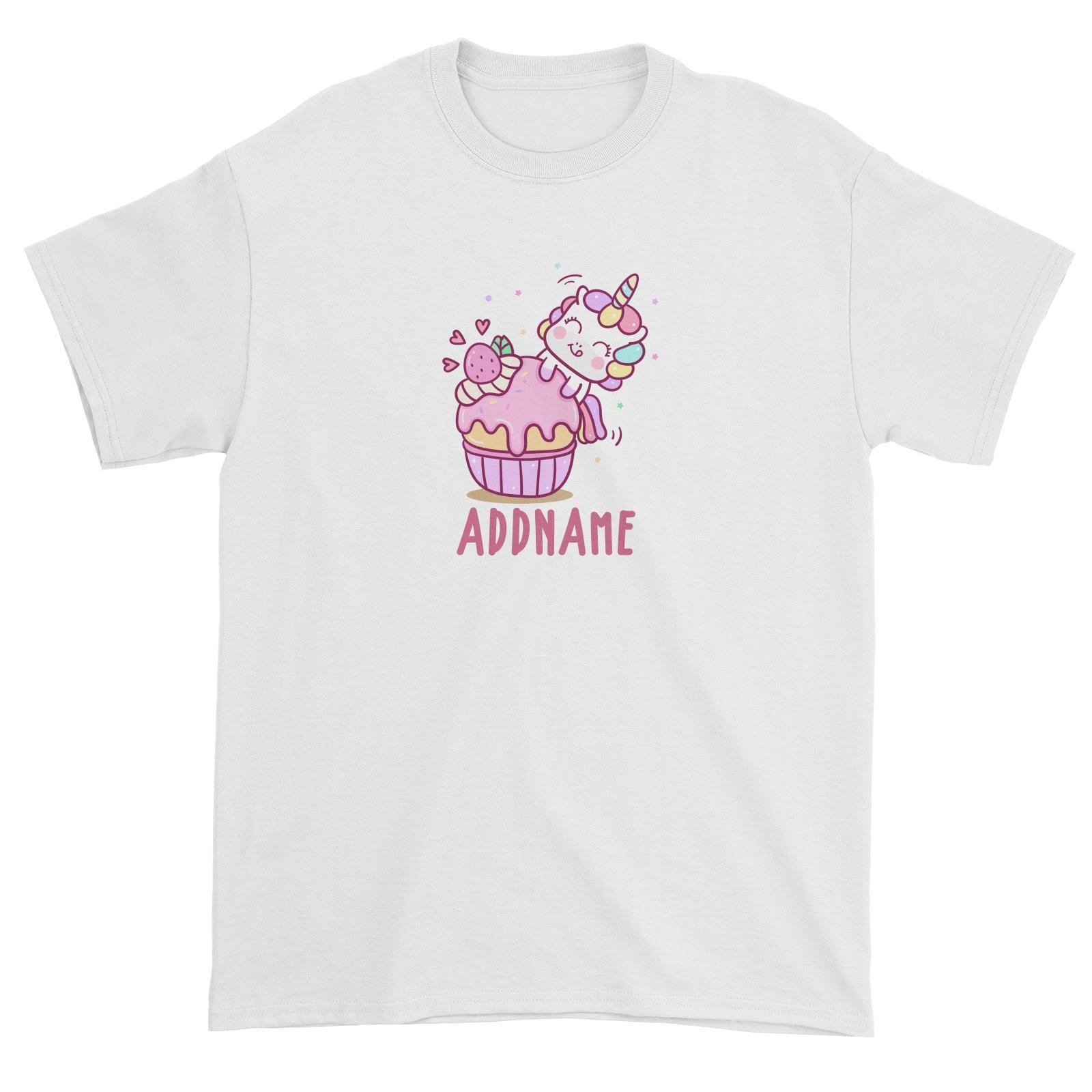 Unicorn And Princess Series Unicorn And Cupcake Addname Unisex T-Shirt