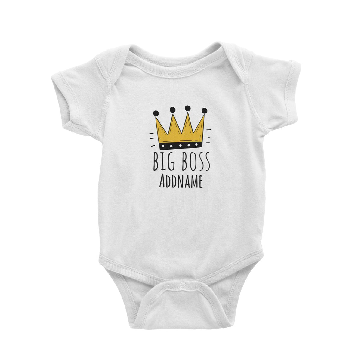 Drawn Crown Big Boss Addname Baby Romper