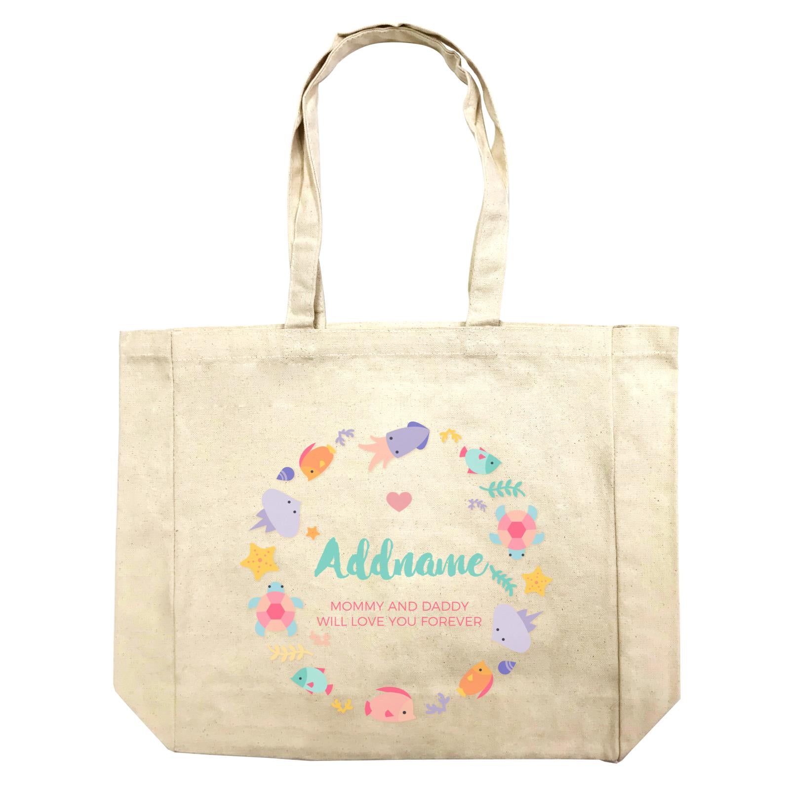 Cute Sea Creatures with Elements Personalizable with Name and Text Shopping Bag