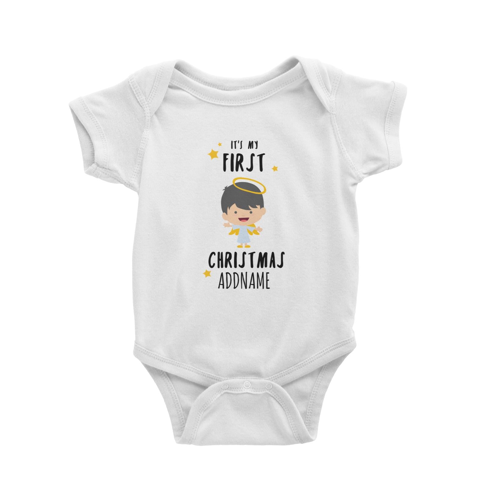 Cute Boy Angel First Christmas Addname Baby Romper  Personalizable Designs