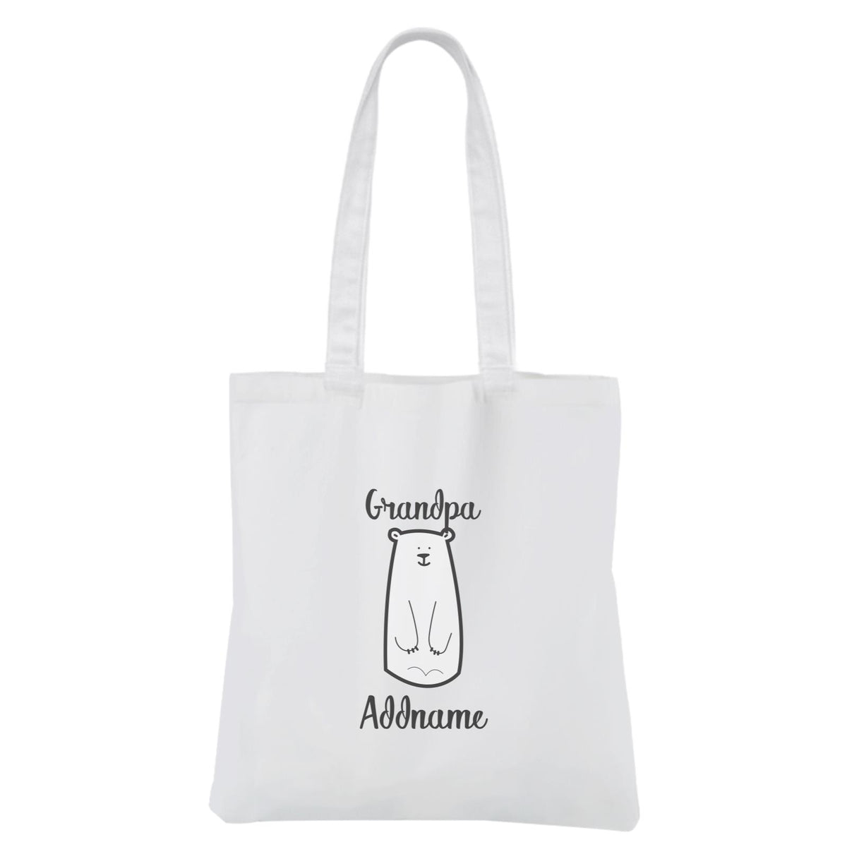 Christmas Series Grandpa Bear White Canvas Bag
