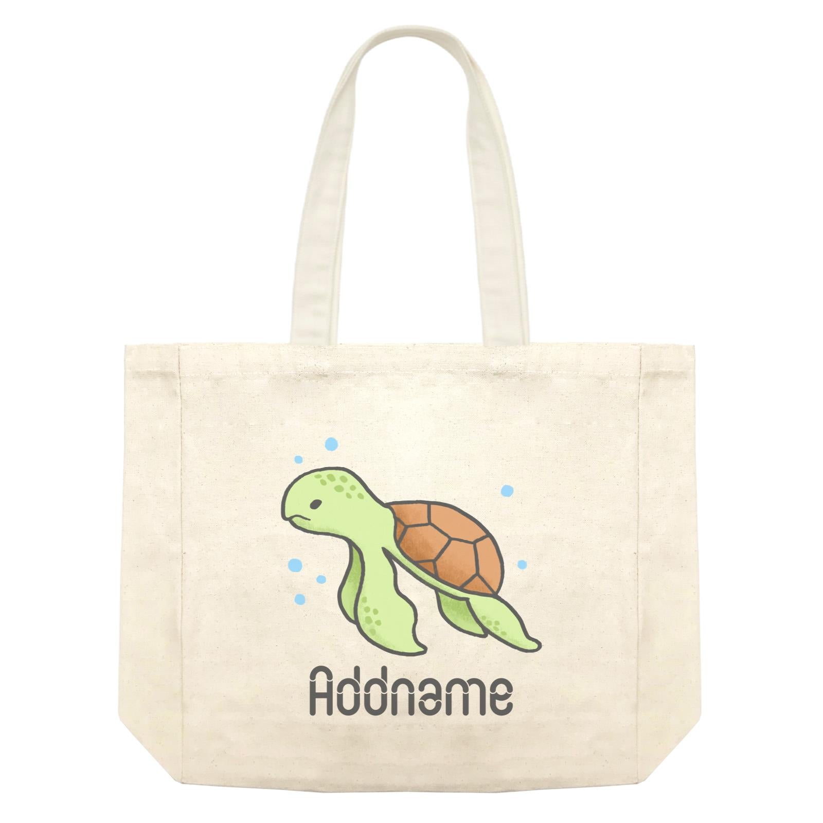 Cute Hand Drawn Style Turtle Addname Shopping Bag