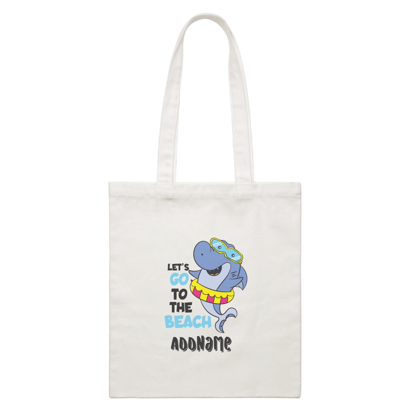 Cool Cute Sea Animals Let's Go To The Beach Addname White Canvas Bag