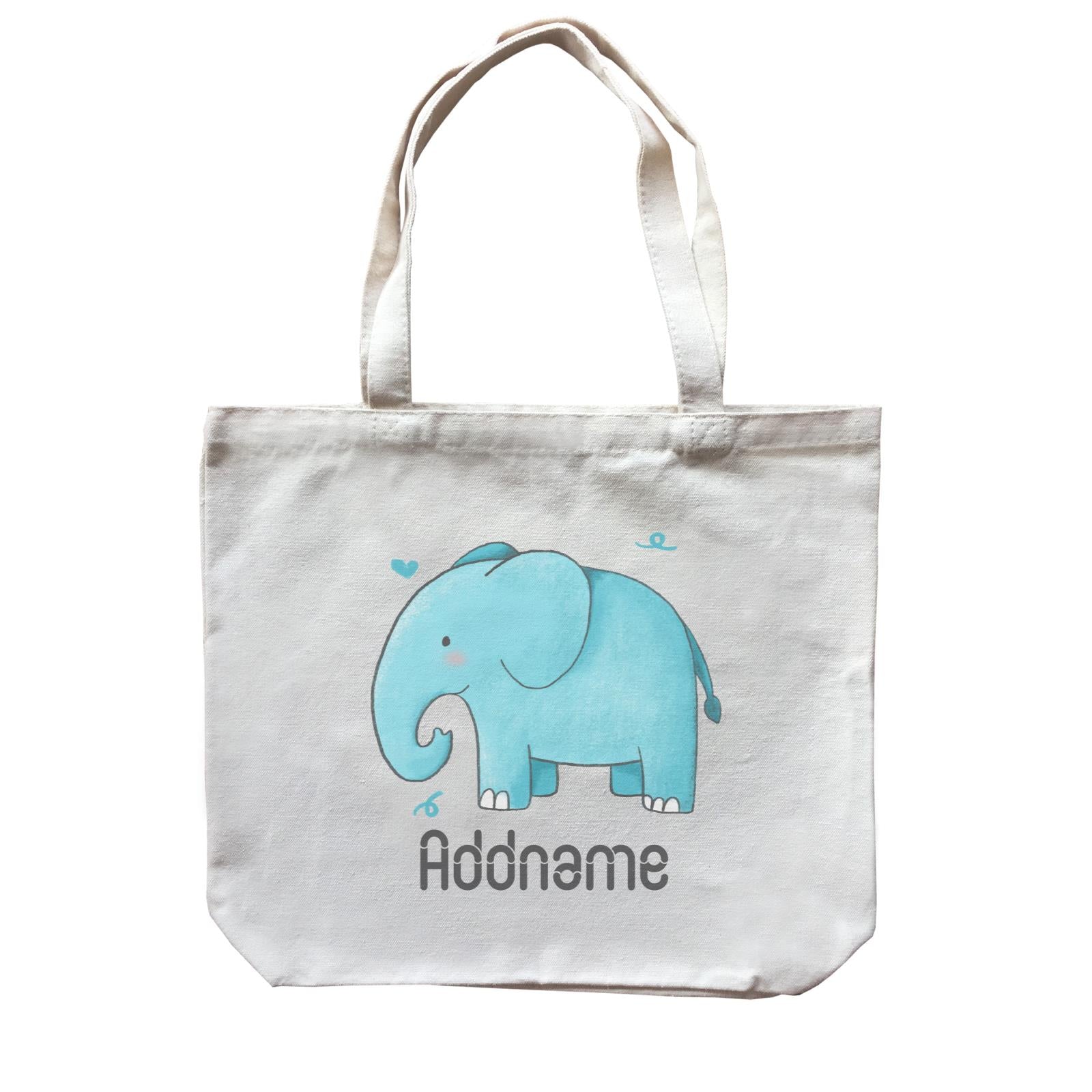 Cute Hand Drawn Style Elephant Addname Canvas Bag