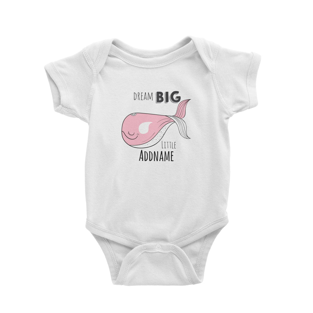 Drawn Ocean Elements Dream Big Pink Whale Little Addname Baby Romper