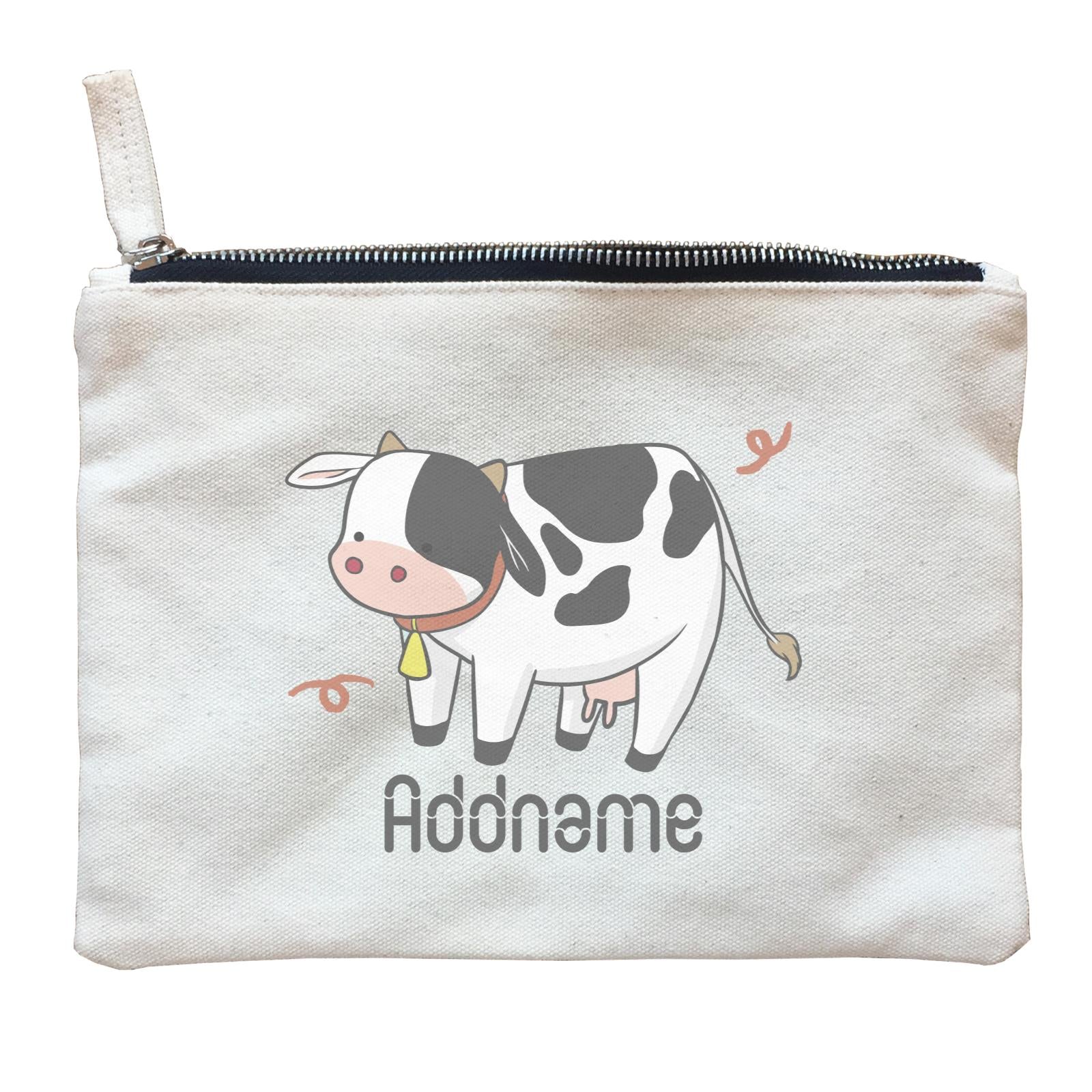 Cute Hand Drawn Style Cow Addname Zipper Pouch