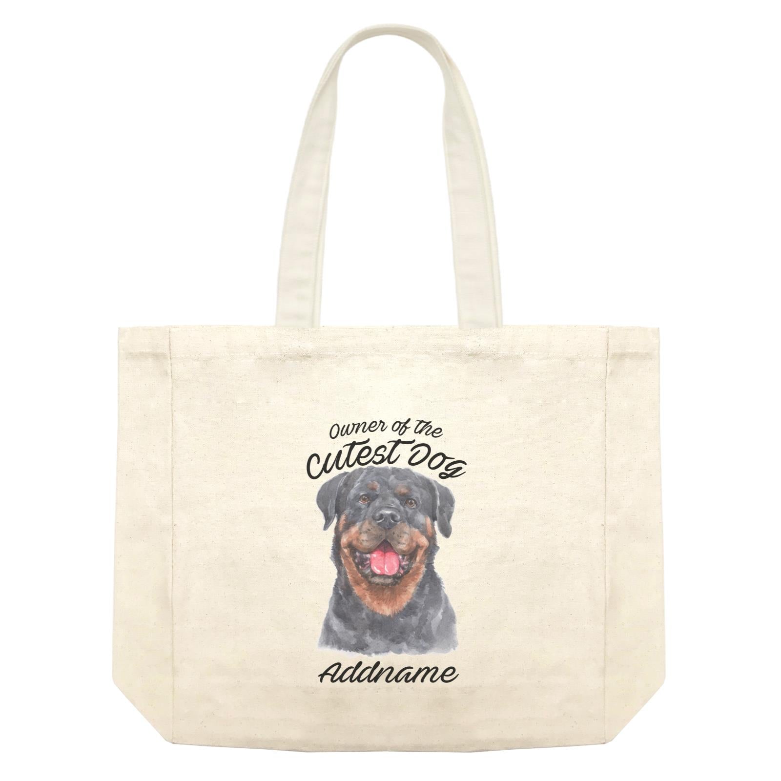Watercolor Dog Owner Of The Cutest Dog Rottweiler Happy Addname Shopping Bag