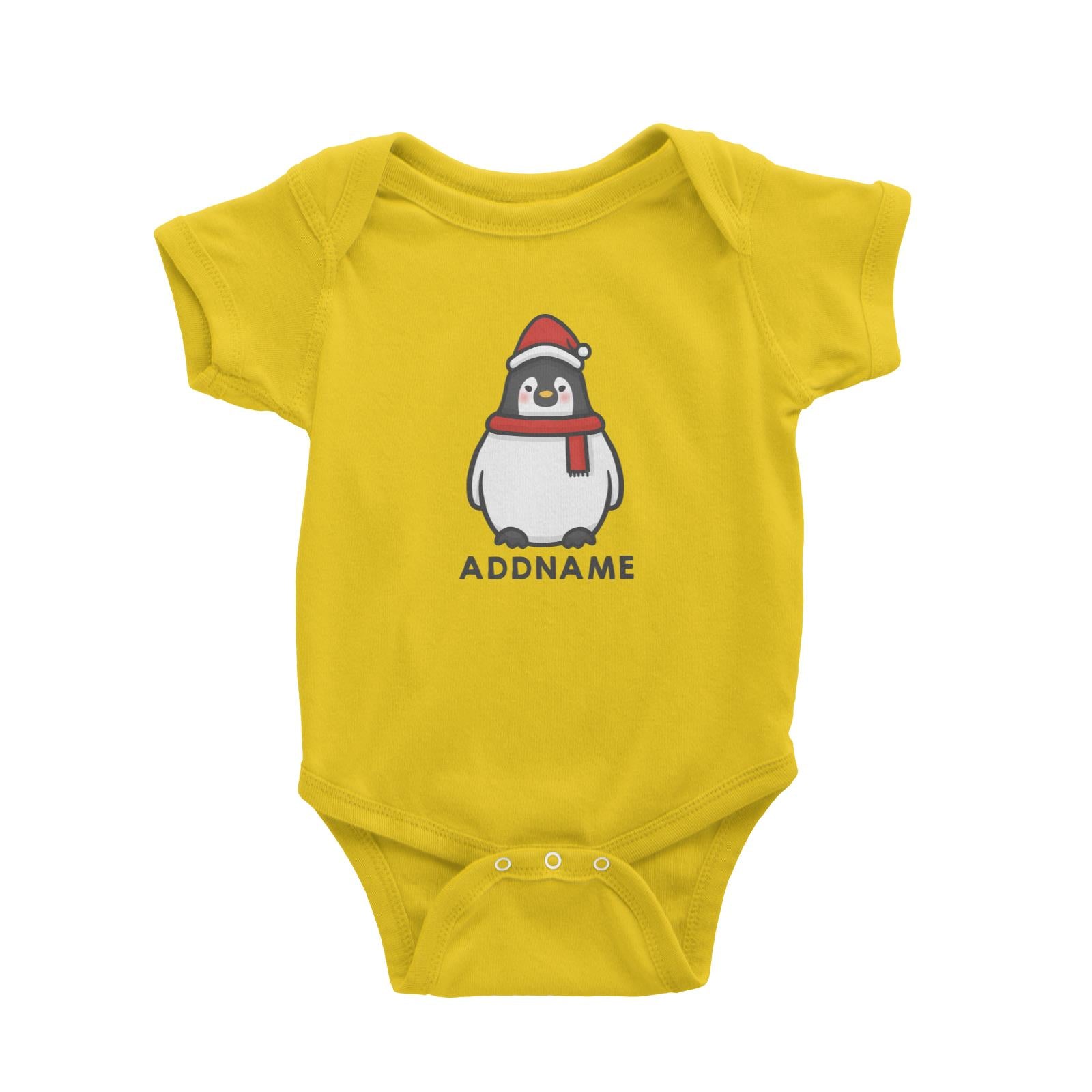 Xmas Cute Pengiun Christmas Hat Addname Accessories Baby Romper