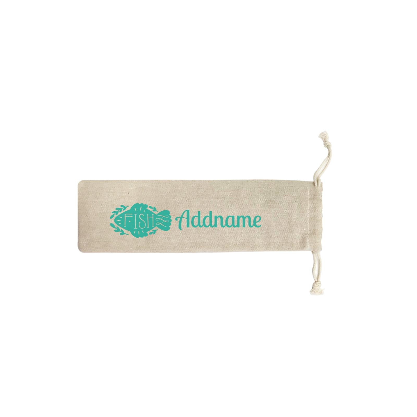 Sea Animal Silhouettes Fish Addname SB Straw Pouch (No Straws included)