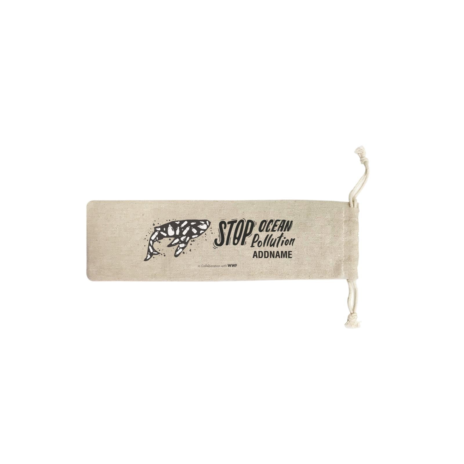 Stop Ocean Pollution with Whale Artwork Addname SB Straw Pouch (No Straws included)