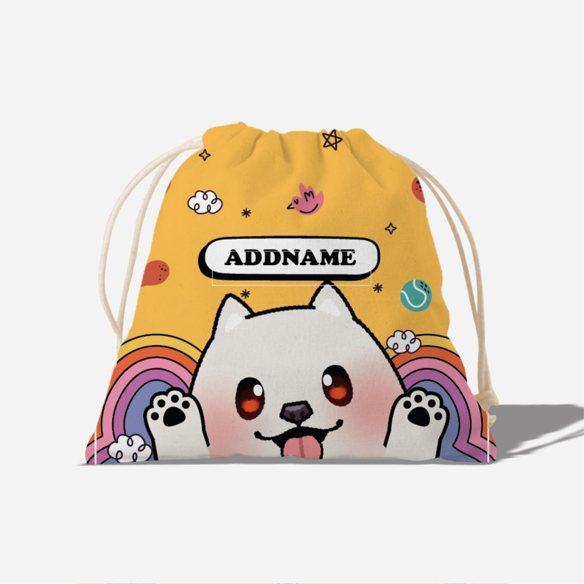 Paw Print Series Full Print Satchel - White Pomeranian