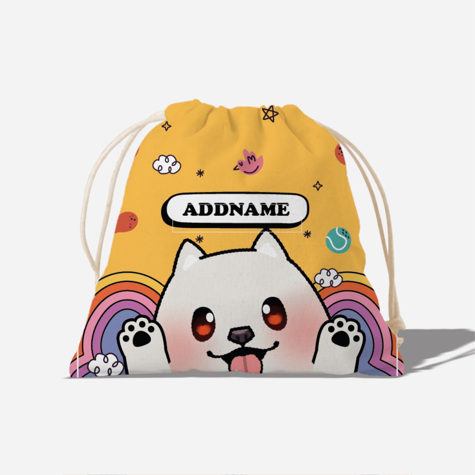 Paw Print Series Full Print Satchel - White Pomeranian