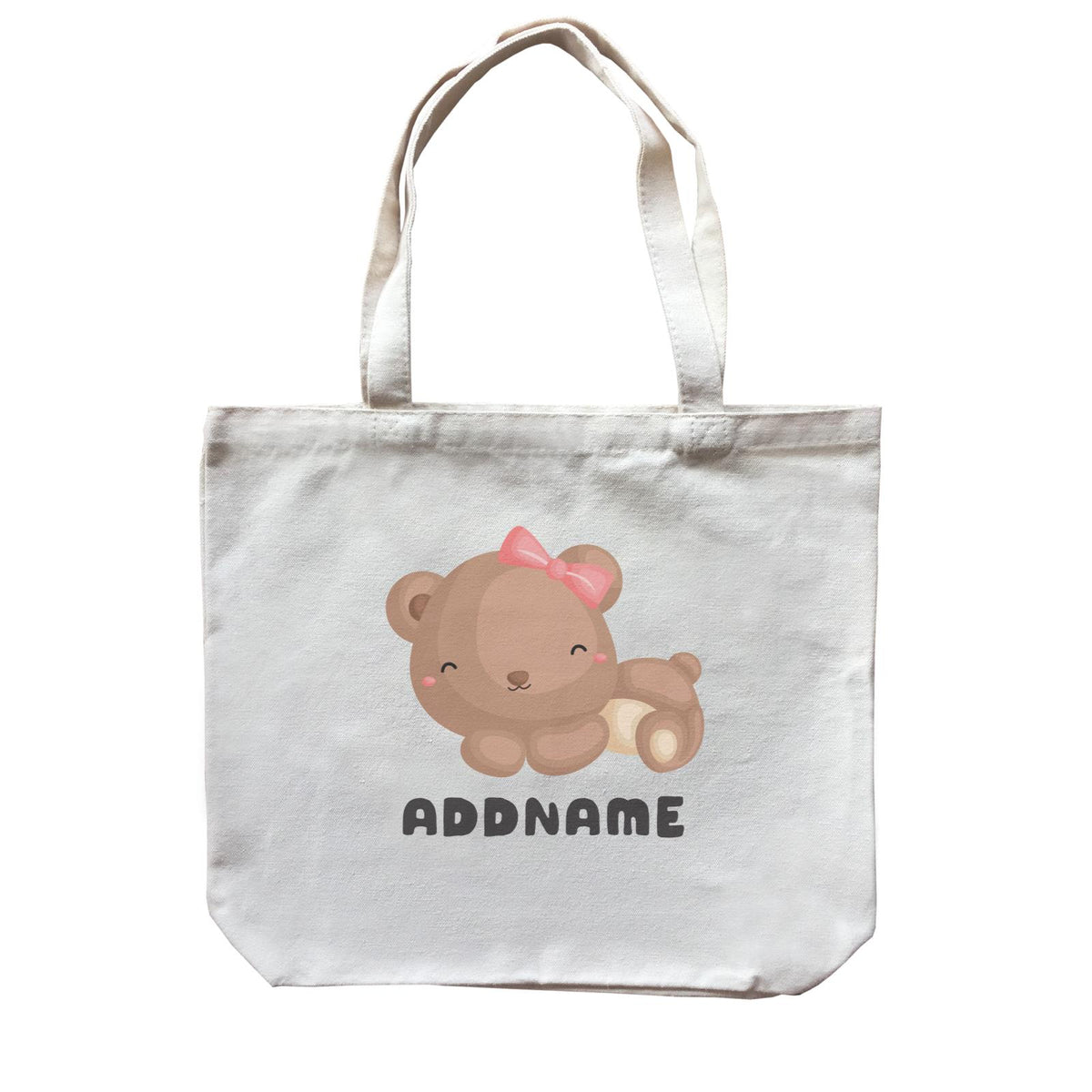 Birthday Friendly Animals Happy Sleeping Bear Addname Canvas Bag