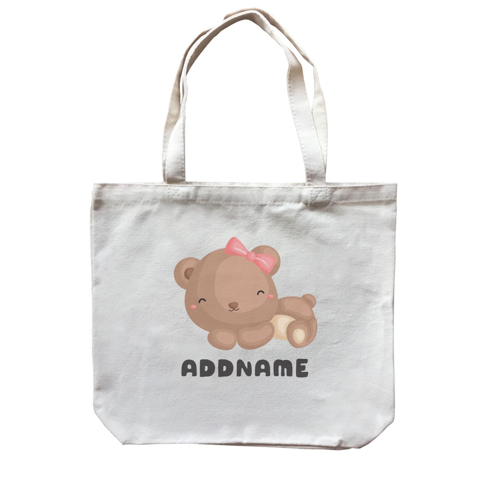 Birthday Friendly Animals Happy Sleeping Bear Addname Canvas Bag