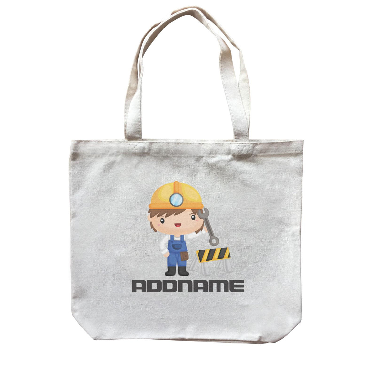Birthday Construction Repair Worker Boy Addname Canvas Bag