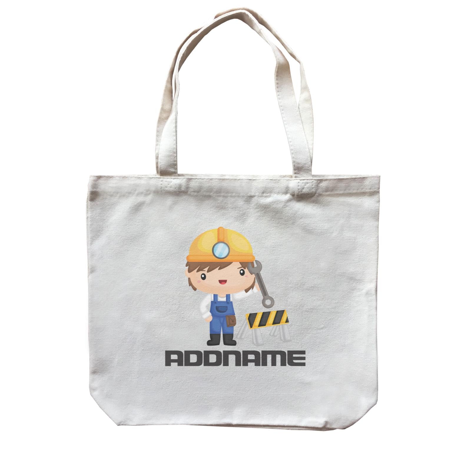 Birthday Construction Repair Worker Boy Addname Canvas Bag
