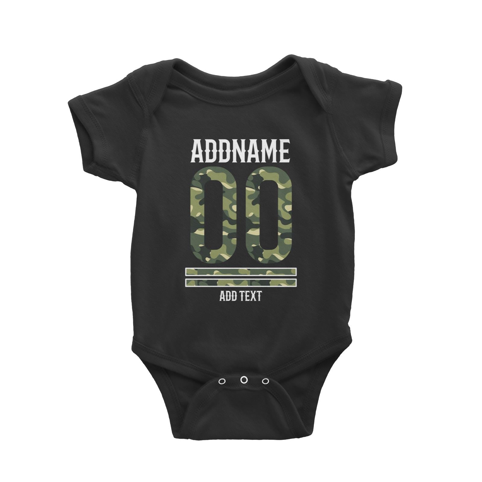 Camouflage Jersey Personalizable with Name Number and Text Baby Romper