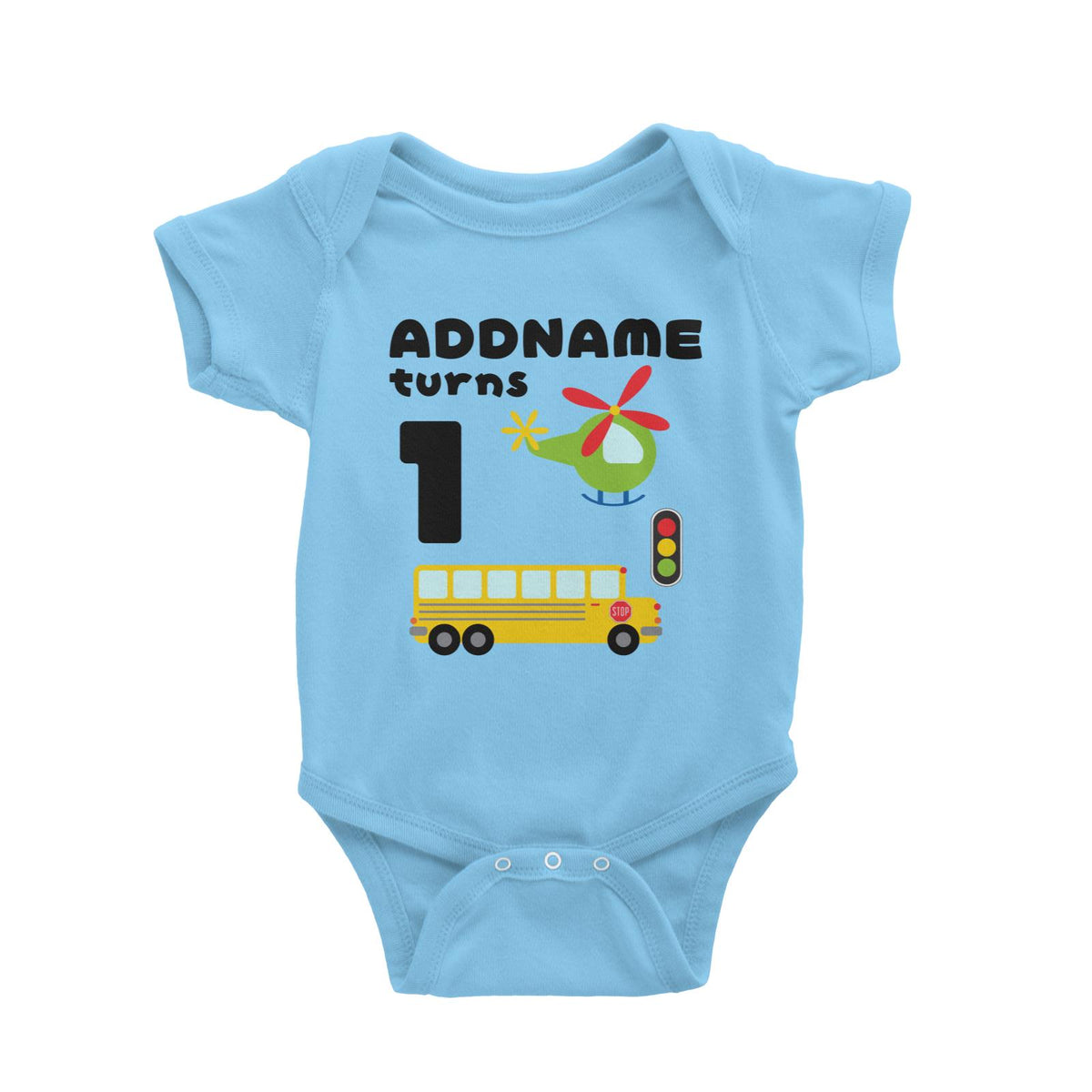 Transportation Birthday Theme Personalizable with Name and Number Baby Romper