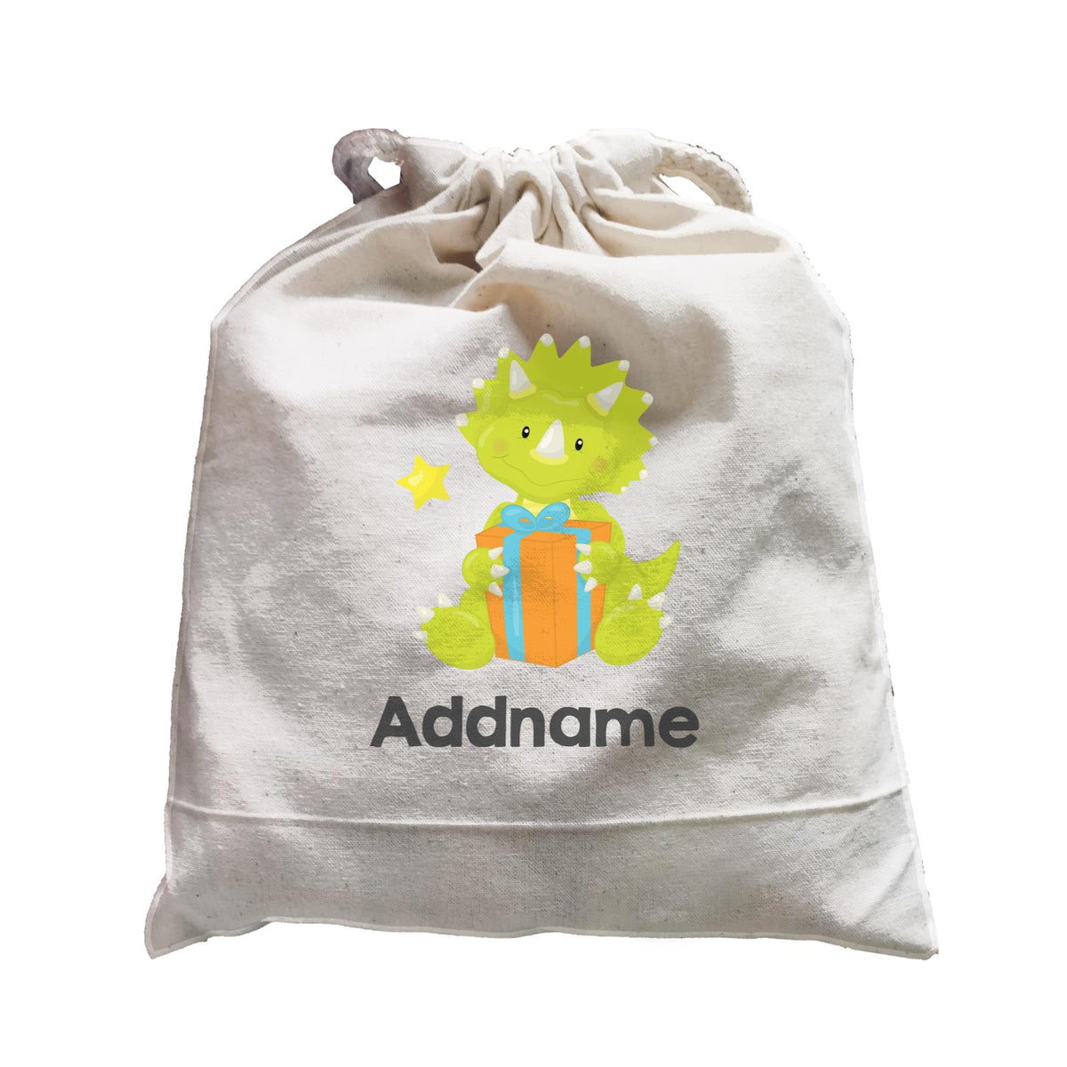 Dino Birthday Green Triceratop with Birthday Hat Addname Satchel
