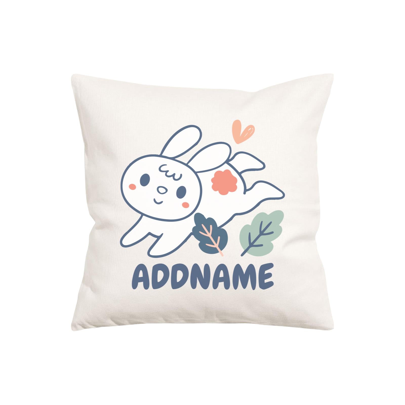 Super Cute Rabbit Running In Field Pillow Cushion