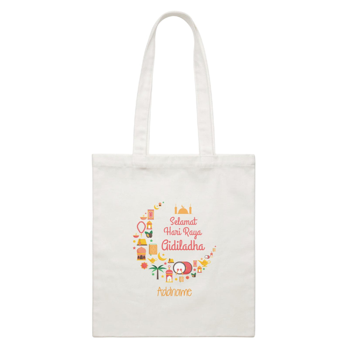 Selamat Hari Raya Aidiladha Moon Addname White White Canvas Bag