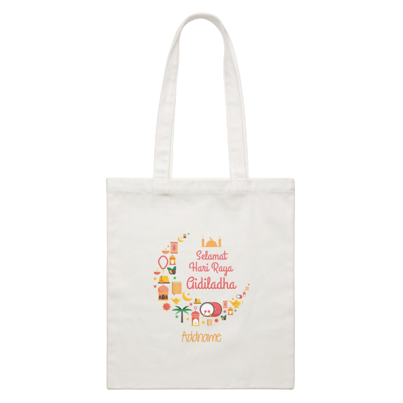 Selamat Hari Raya Aidiladha Moon Addname White White Canvas Bag