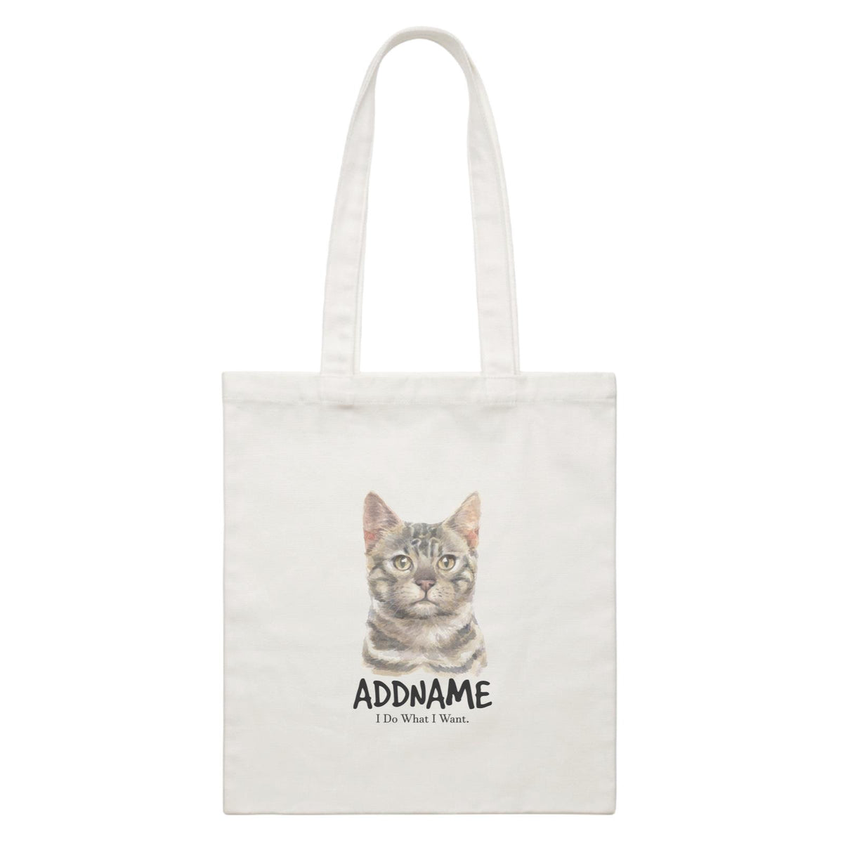 Watercolor Cat Bengel Gray I Do What I Want Addname-wtp White Canvas Bag