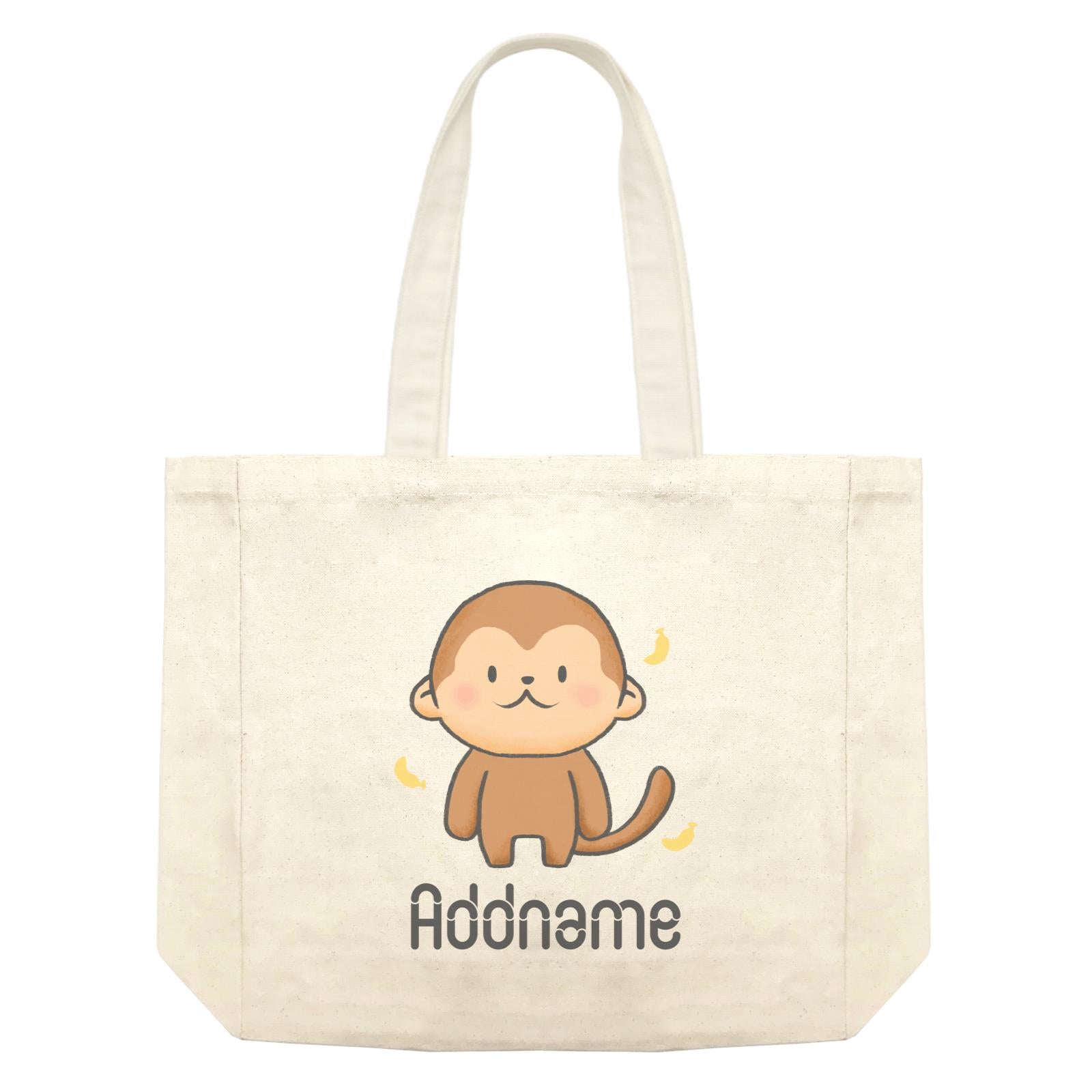 Cute Hand Drawn Style Monkey Addname Shopping Bag