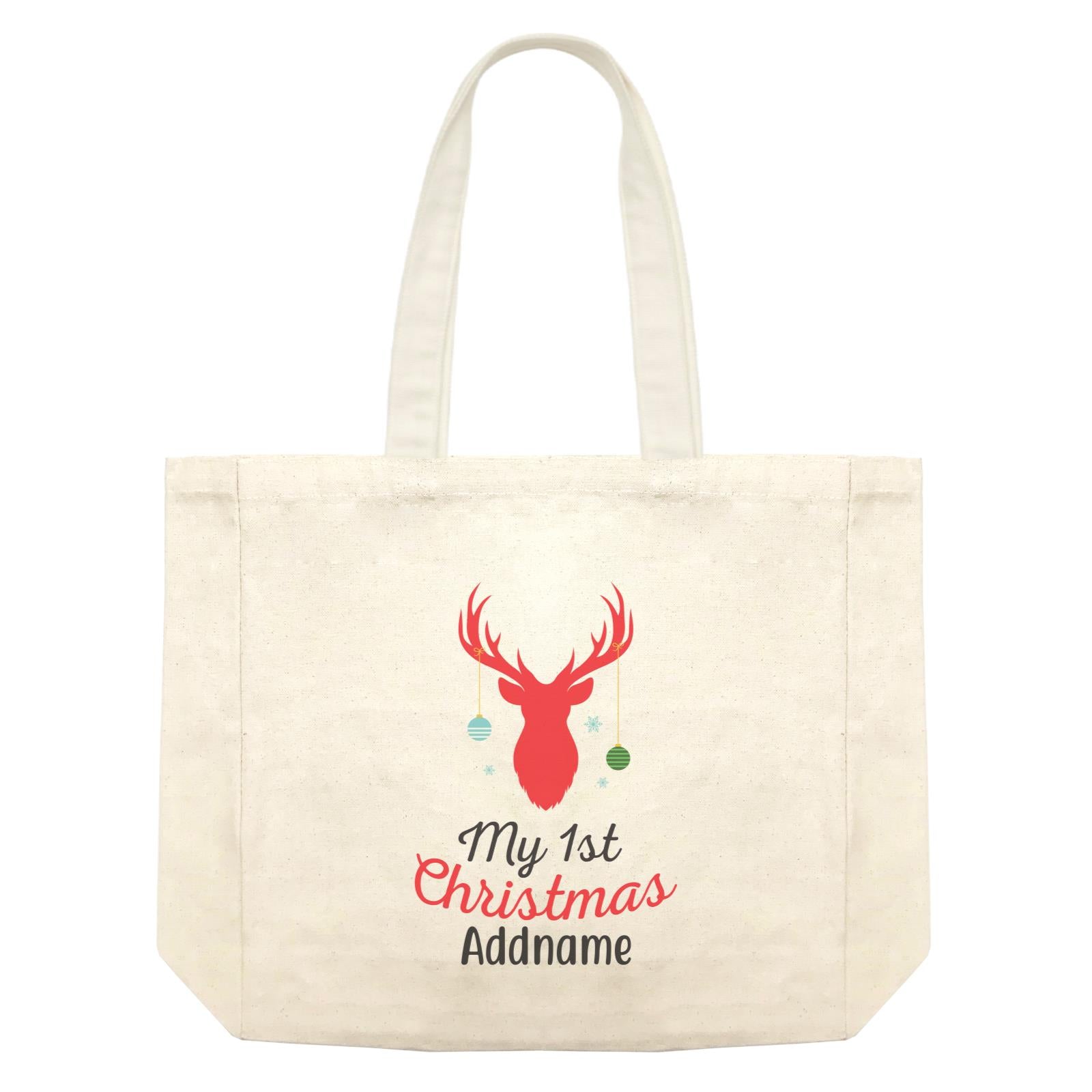 Christmas Series My First Christmas Silhouette Reindeer with Baubbles Shopping Bag