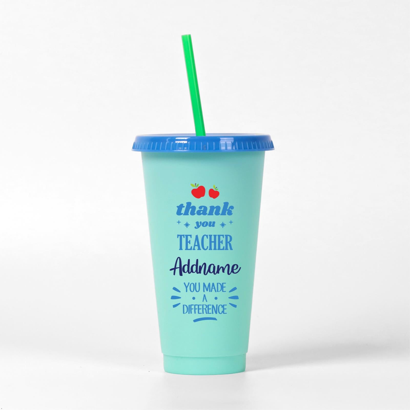 Thank You Teacher Addname You Made A Difference Quote - Turquoise Kori Cup