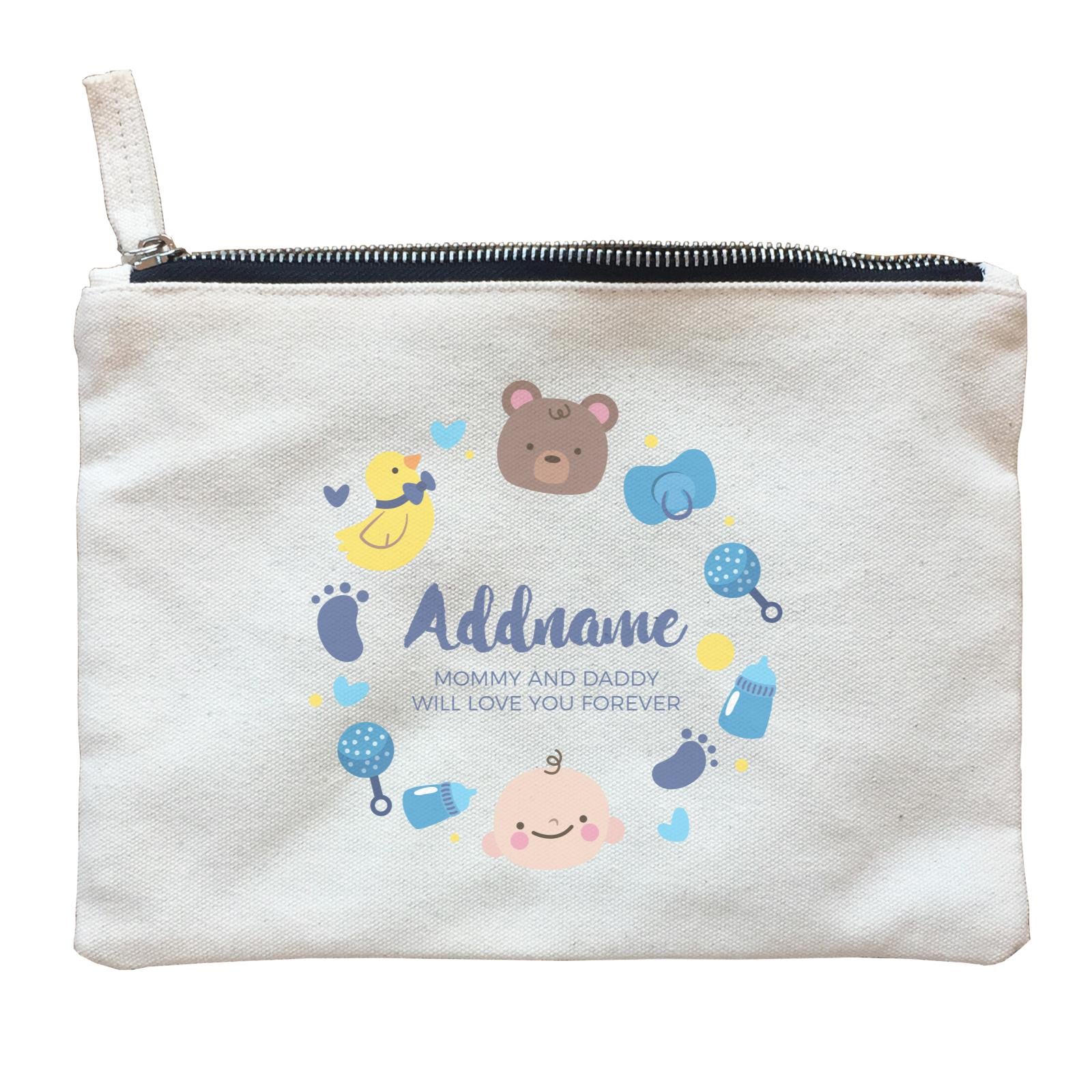 Cute Baby Boy Elements Personalizable with Name and Text Zipper Pouch